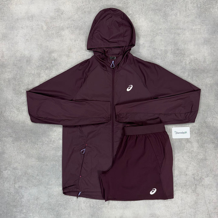 Asics Road Windrunner Jacket Dark Currant & Dark Currant 5” Road Short Set