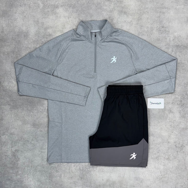 Trivo Element 1/4 Heather Grey & Black/Grey 7" Two Tone Short Set