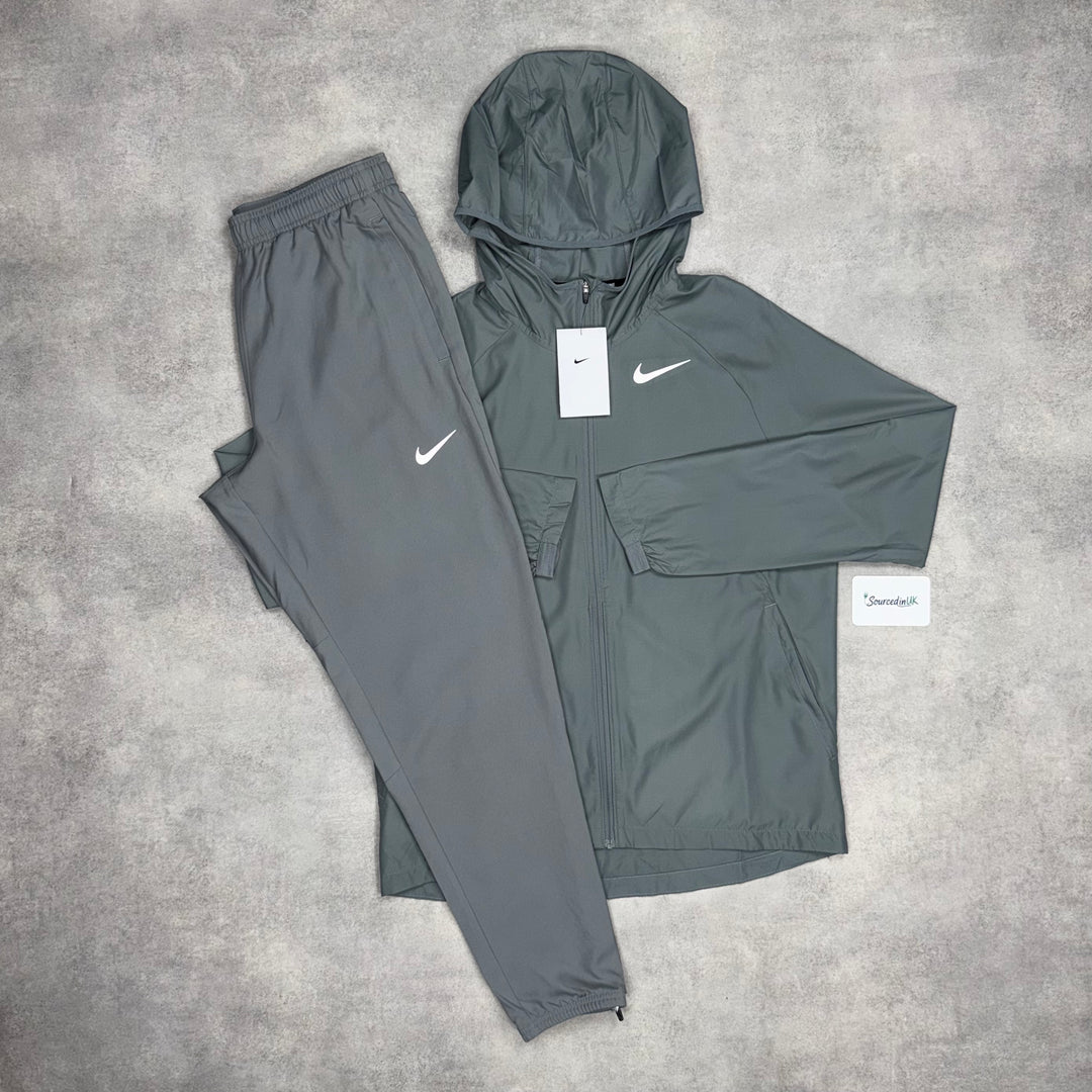 Nike Essentials Windbreaker Jacket Grey & Grey Woven Challenger Bottoms Set