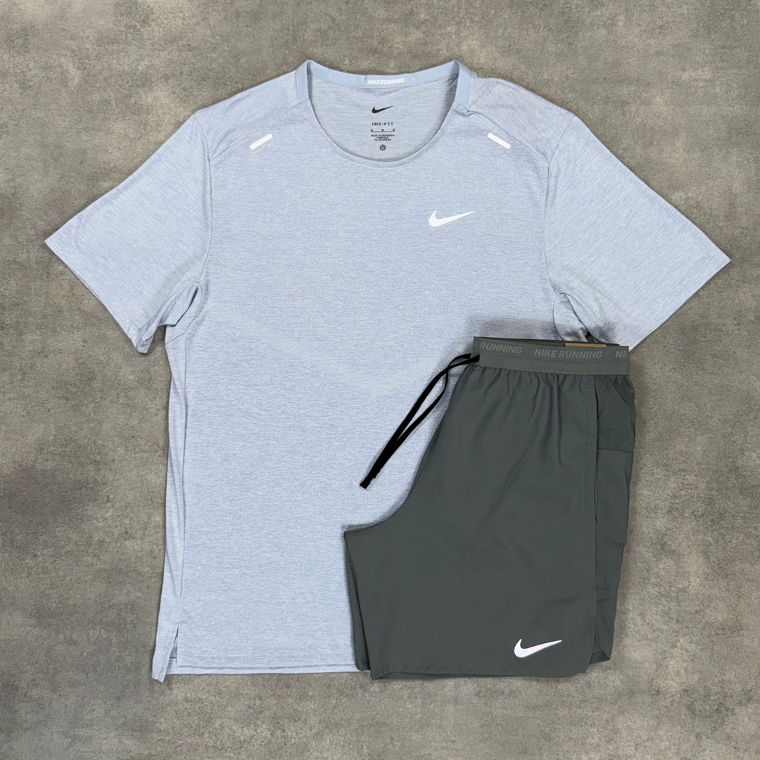 Nike 365 Miler T-Shirt Baby Blue & Grey Flex Short Set