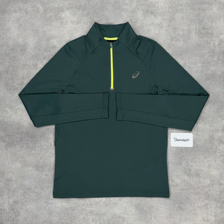 Asics Therma 1/4 Zip Forest Green & Asics Silver Bottoms Grey/Black