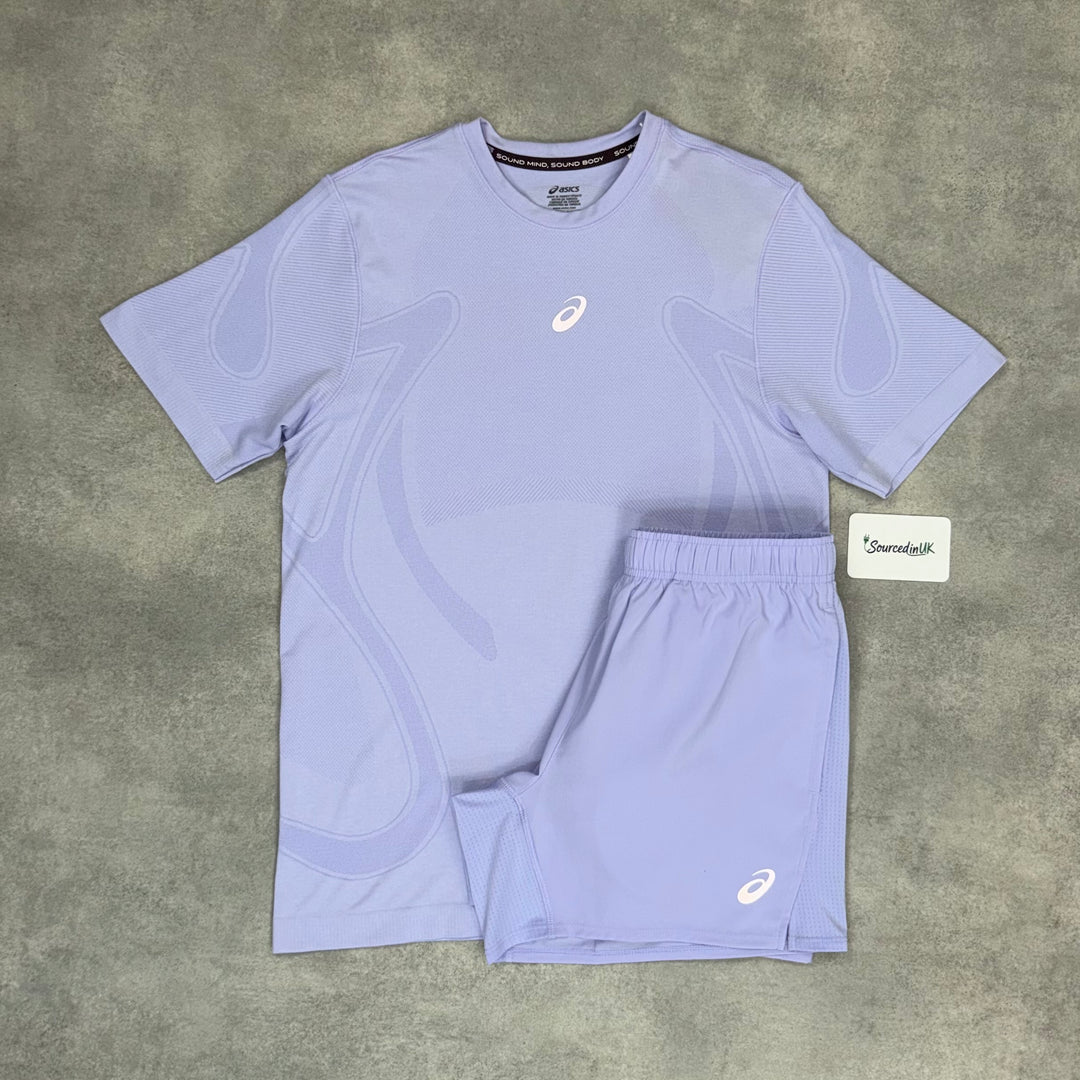 Asics Road Seamless T-Shirt Vapor & Vapor 5” Challenger Shorts Set
