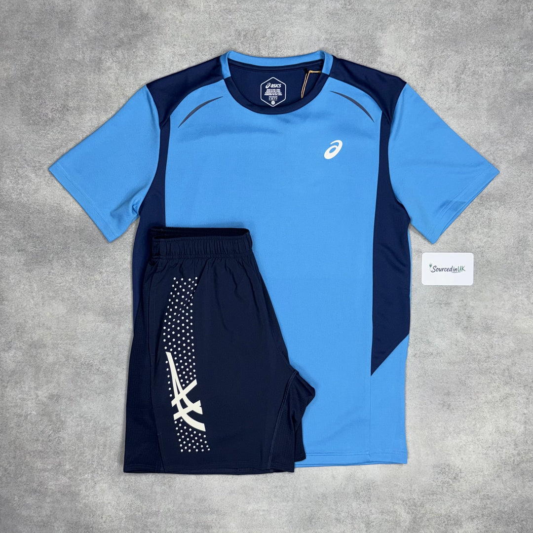 Asics Curve T-Shirt Dolphin Blue & Midnight Navy 7” Icon Shorts Set