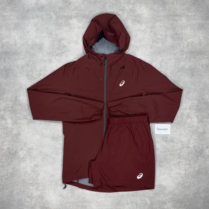 Asics Metarun Shell Jacket 3-Short Set Burgundy