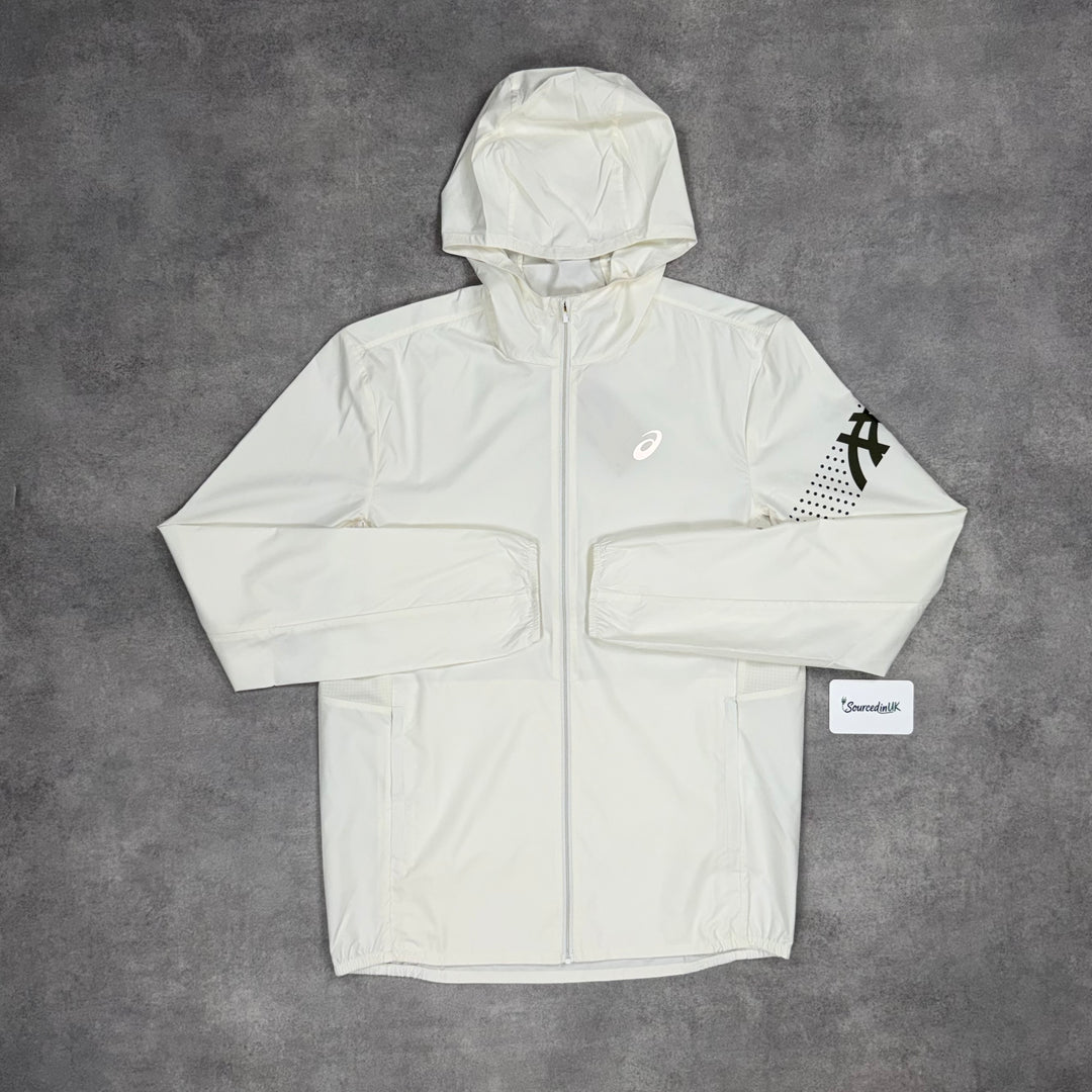 Asics Icon Windrunner Cream & Black Core Bottoms Set