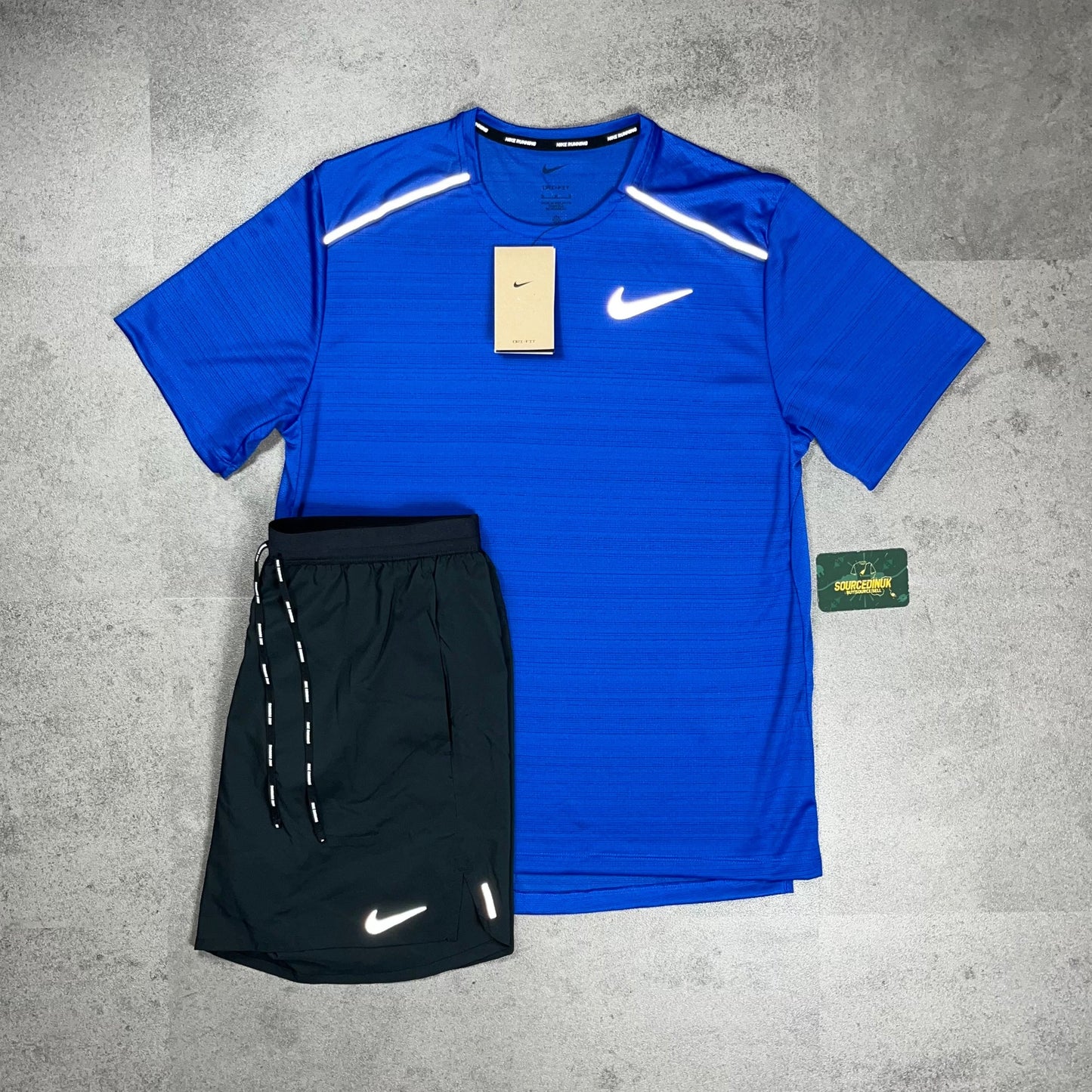 Nike Miler 1.0 T-Shirt Royal Blue & Grey/Black Flex Stride Short Set