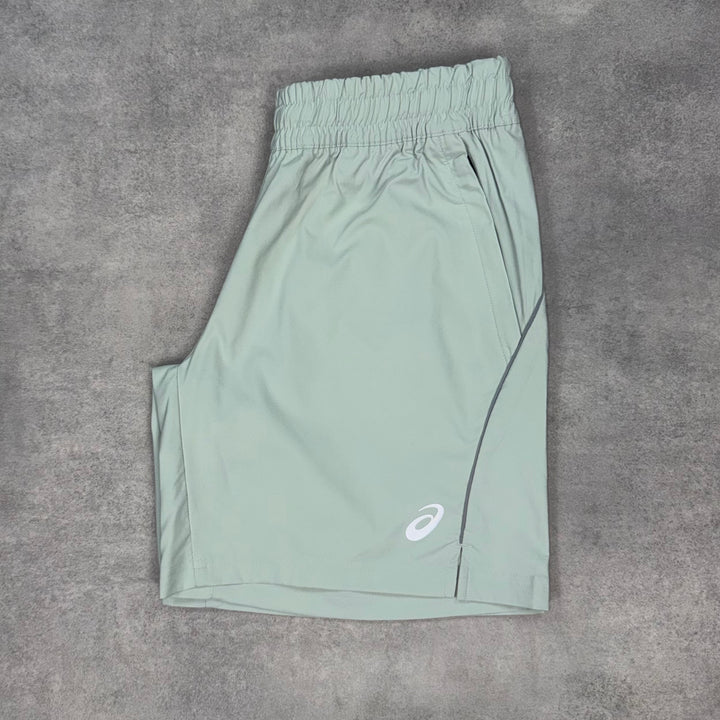 Asics Fujitrail T-Shirt Rainy Lake & Cold Moss 7” Curve Shorts Set