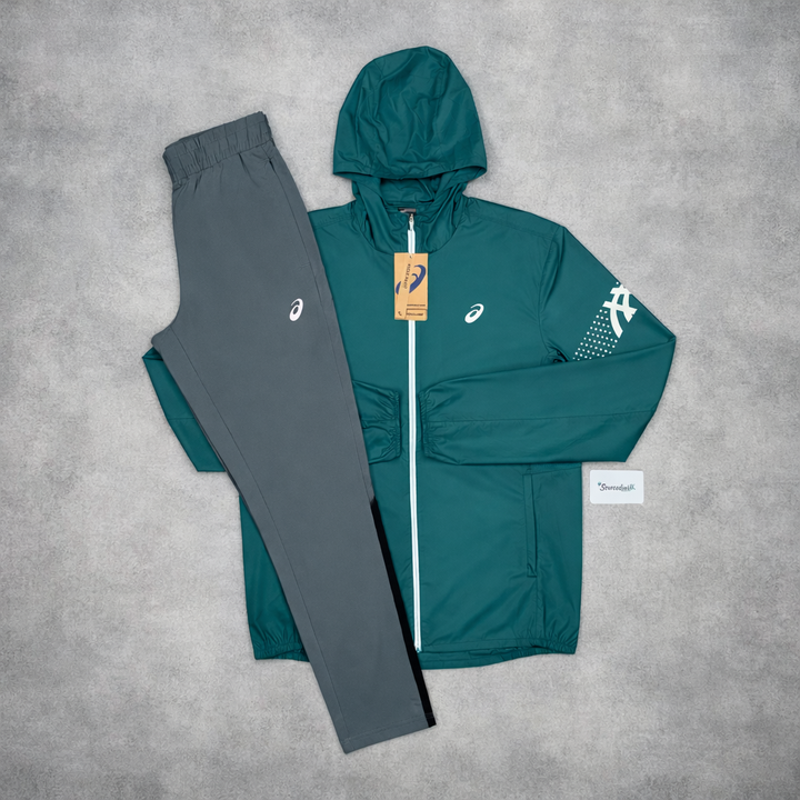 Asics Icon Windrunner Rainy Lake & Black/Grey Silver Pants Set
