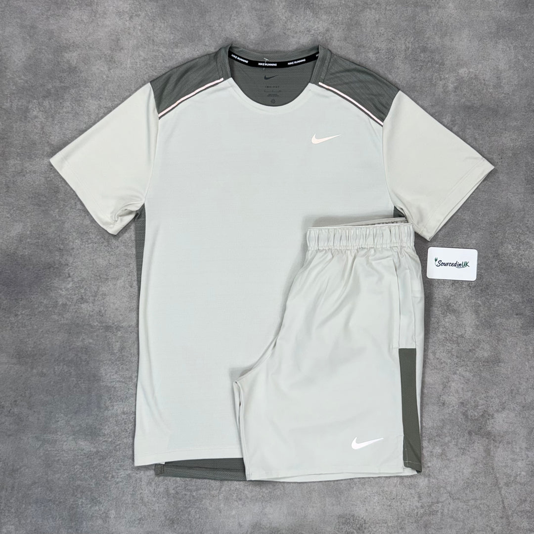 Nike Miler T-Shirt Beige & Beige 7” Challenger Short Set