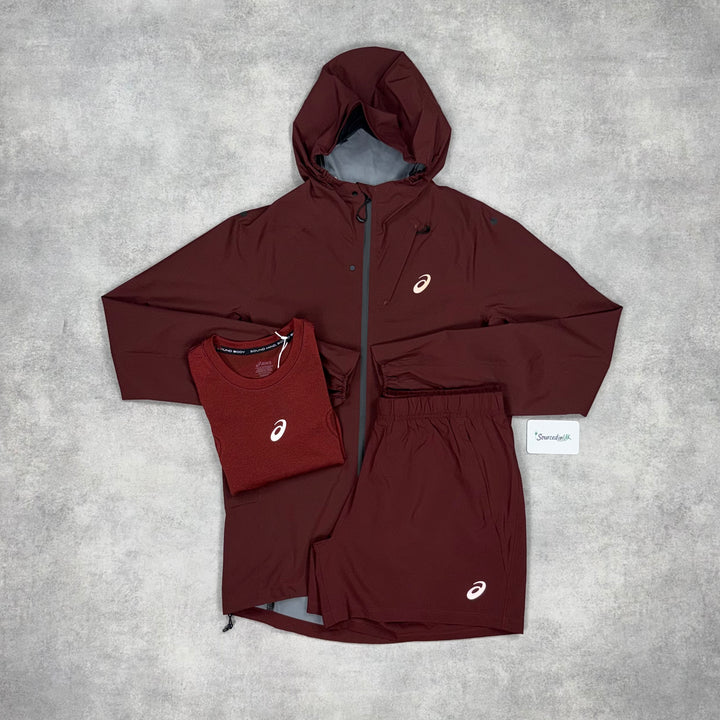 Asics Metarun Shell Jacket 3-Short Set Burgundy