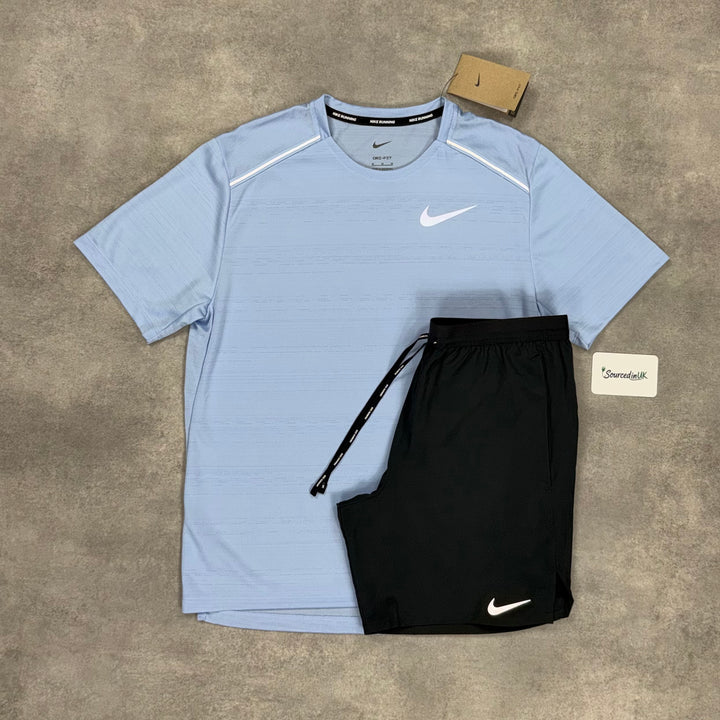Nike Miler T-Shirt Cobalt Bliss & Grey/Black 7" Flex Short Set