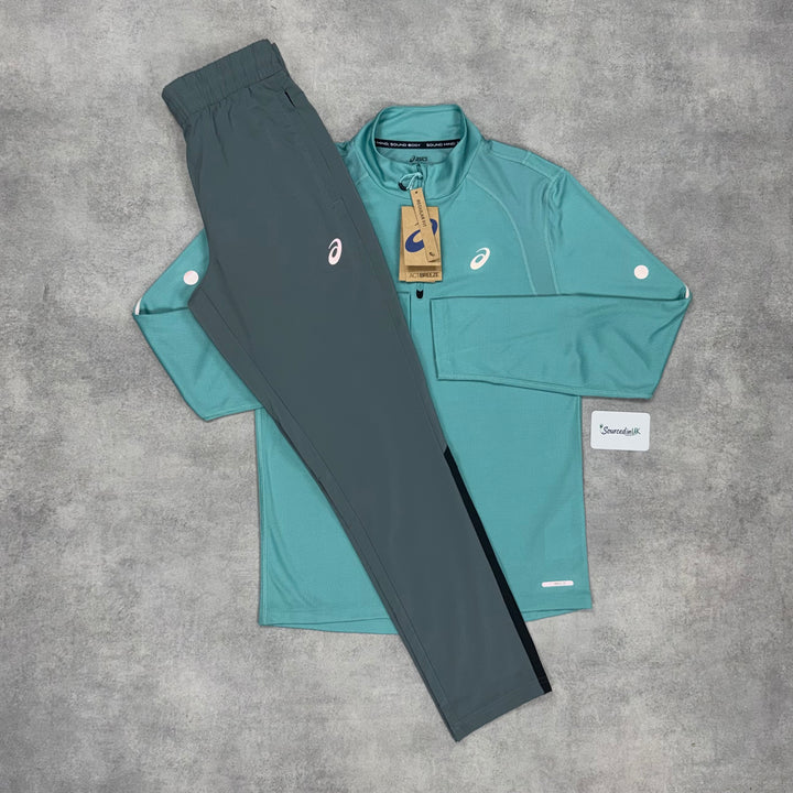 Asics Road 1/4 Zip Light Teal & Asics Silver Pants Grey/Black