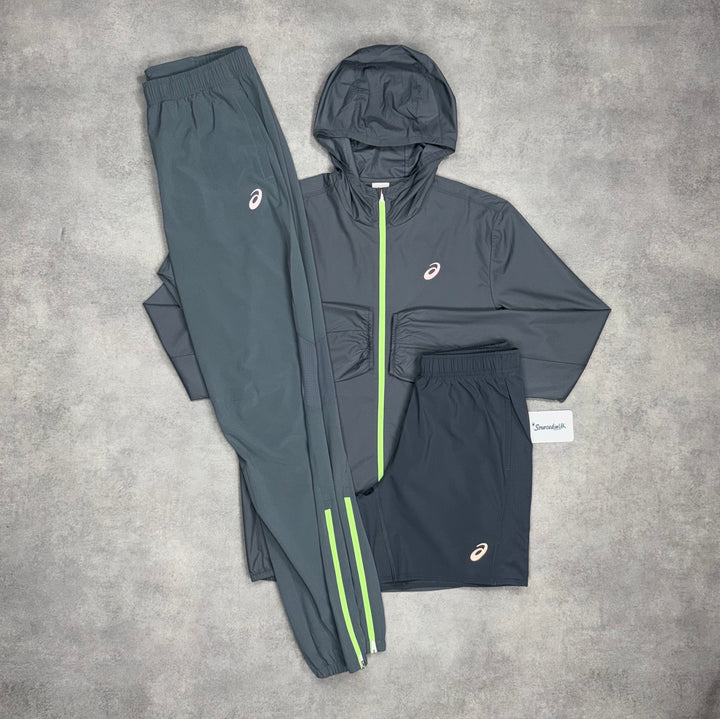 Asics Core Jacket 3-Piece Pants Set Grey/Green
