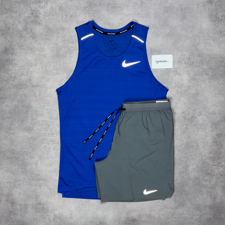 Nike Miler Vest Royal Blue & Grey/Black Flex Stride Short Set