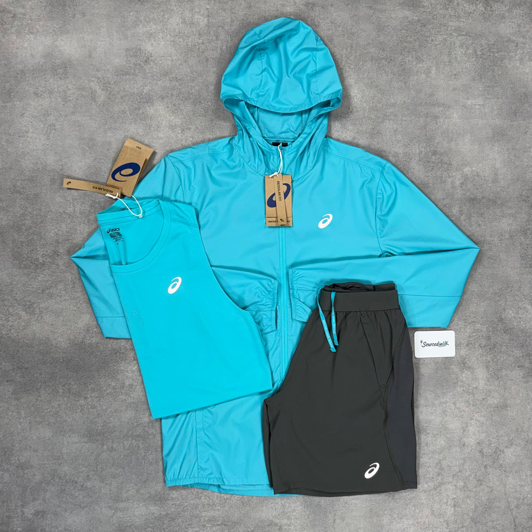 Asics Core Jacket 3-Piece Short Set Energy Aqua