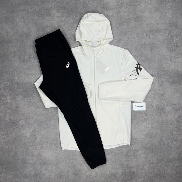 Asics Icon Windrunner Cream & Black Core Bottoms Set