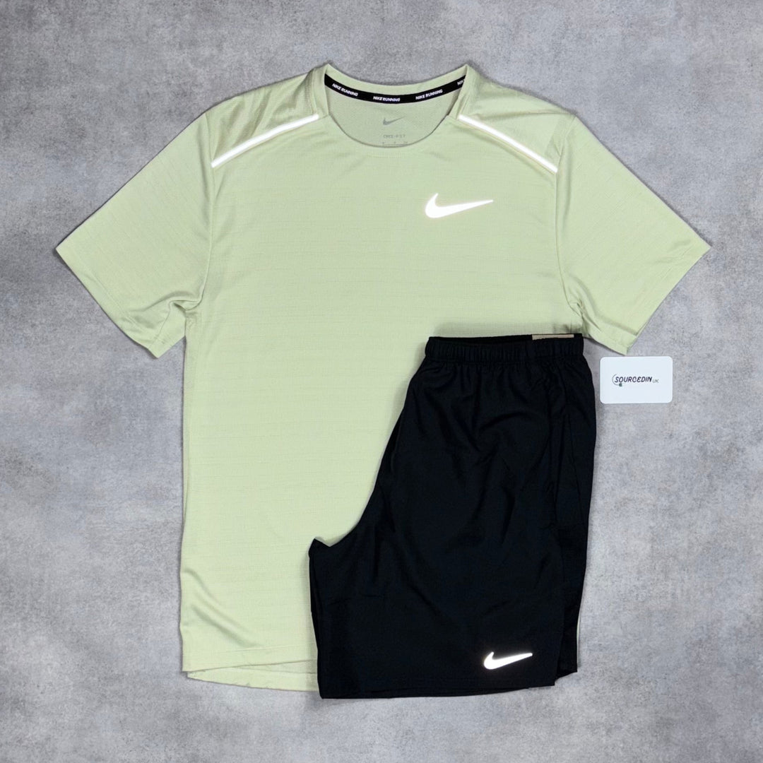 Nike Miler T-Shirt Olive Aura & Grey/Black 7” Challenger Short Set