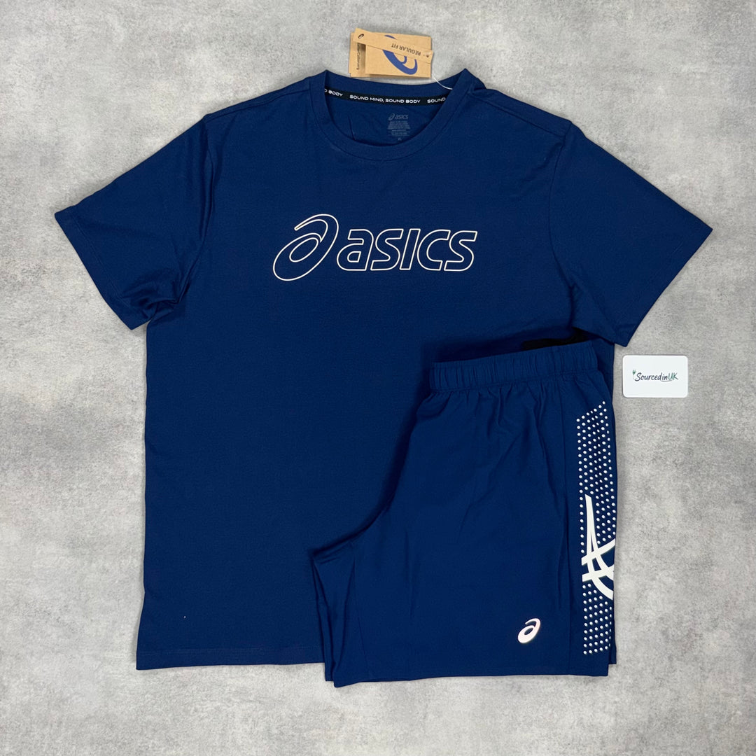 Asics Core T-Shirt Shorts Set Blue Expanse