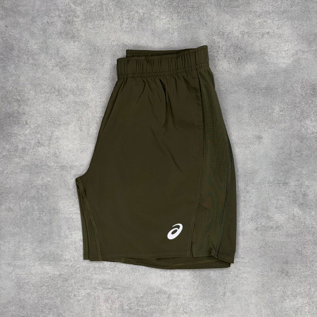 Asics Pacer 1/4 Khaki & Brown Icon 7" Short Set