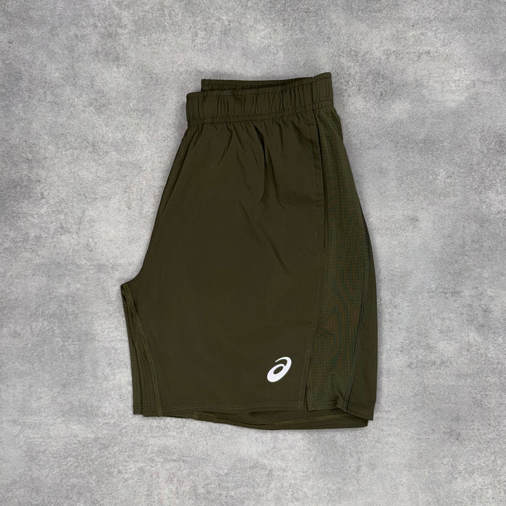 Asics Pacer 1/4 Khaki & Brown Icon 7" Short Set