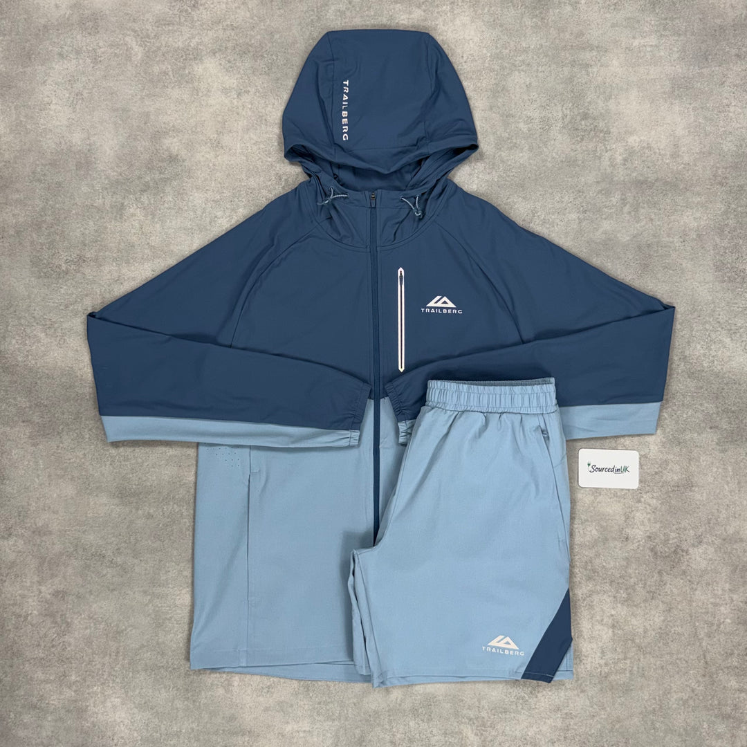 Trailberg Cloud Windrunner Jacket Skylar Blue & Skylar Blue 7” Challenger Short Set