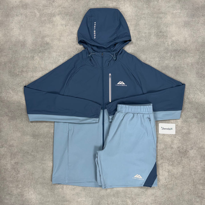 Trailberg Cloud Windrunner Jacket Skylar Blue & Skylar Blue 7” Challenger Short Set