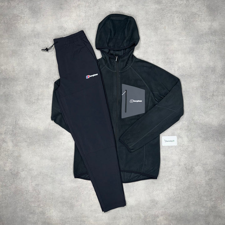 Berghaus Tathwell Fleece Hooded Jacket Black & Black Theran Plus Pants Set