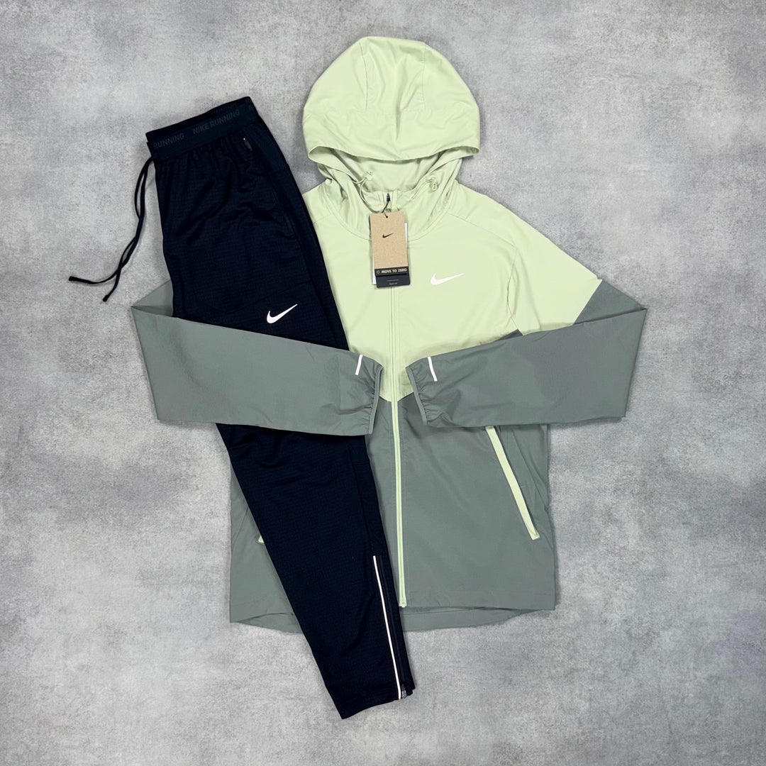Nike Uv Windbreaker Jacket Olive Aura & Black Phenom Bottoms Set