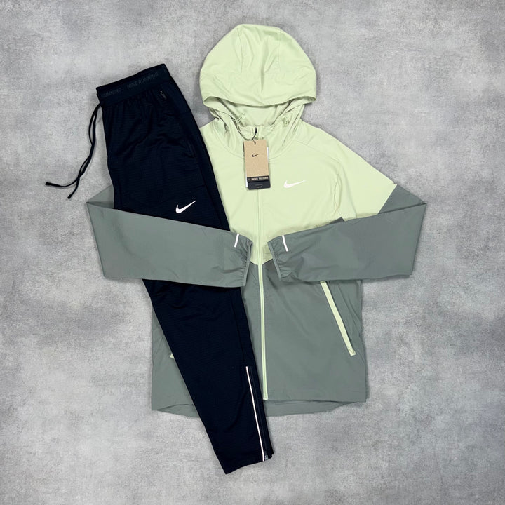 Nike Uv Windbreaker Jacket Olive Aura & Black Phenom Bottoms Set