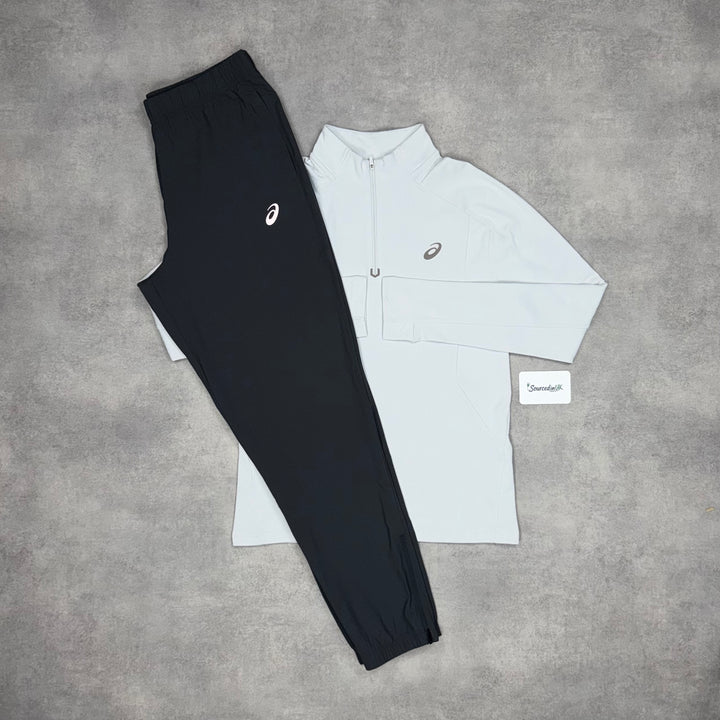 Asics Therma 1/4 Zip Ice White & Asics Core Bottoms Black/Grey