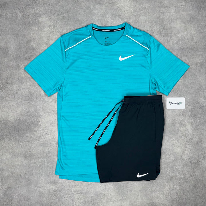 Nike Miler T-Shirt Dusty Cactus & Grey/Black 7" Flex Short Set