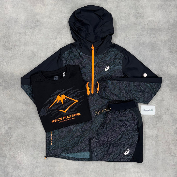 Asics FujiTrail Windrunner Jacket 3-Piece Short Set Orange Truffel