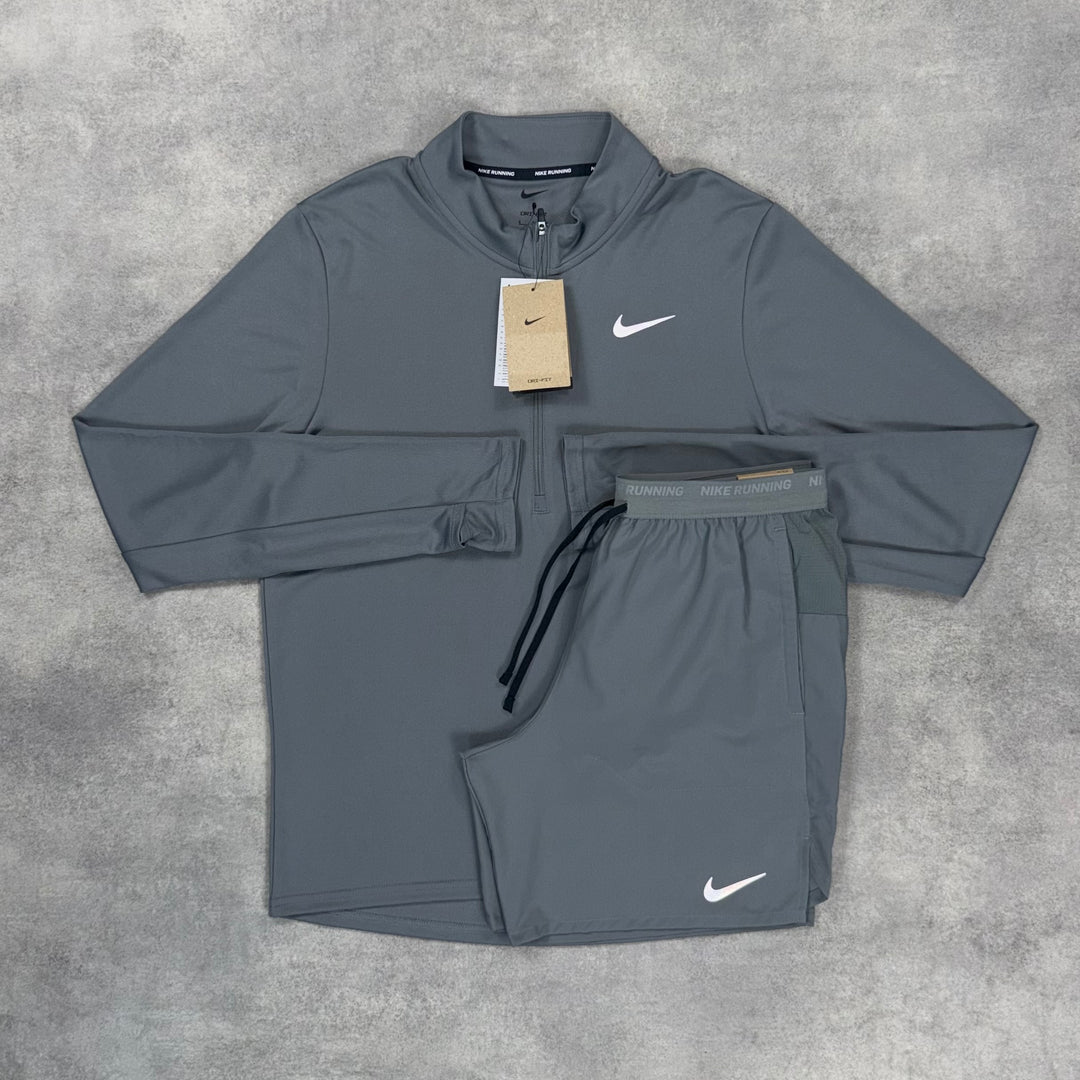 Nike Pacer 1/4 Zip Grey & Flex Short Set Grey