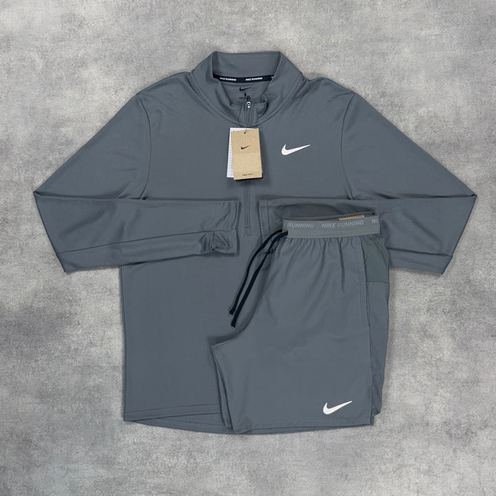Nike Pacer 1/4 Zip Grey & Flex Short Set Grey