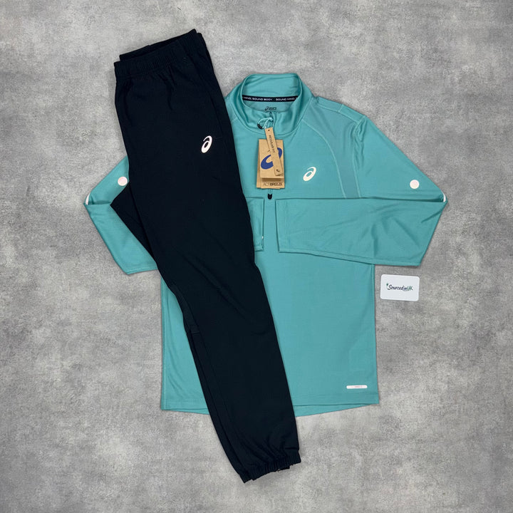 Asics Road 1/4 Zip Light Teal & Asics Core Bottoms Black