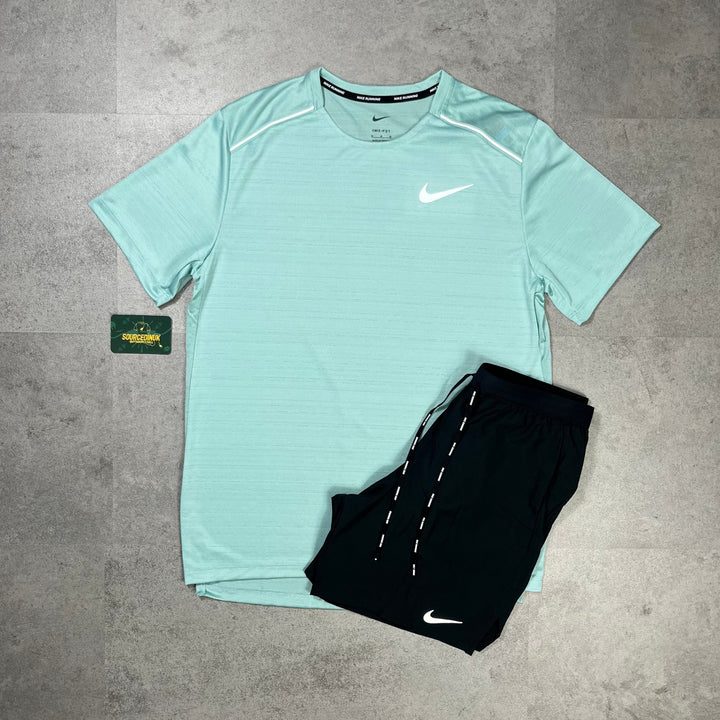 Nike Miler 1.0 T-Shirt Mineral & Grey/Black Flex Stride Short 7” Set