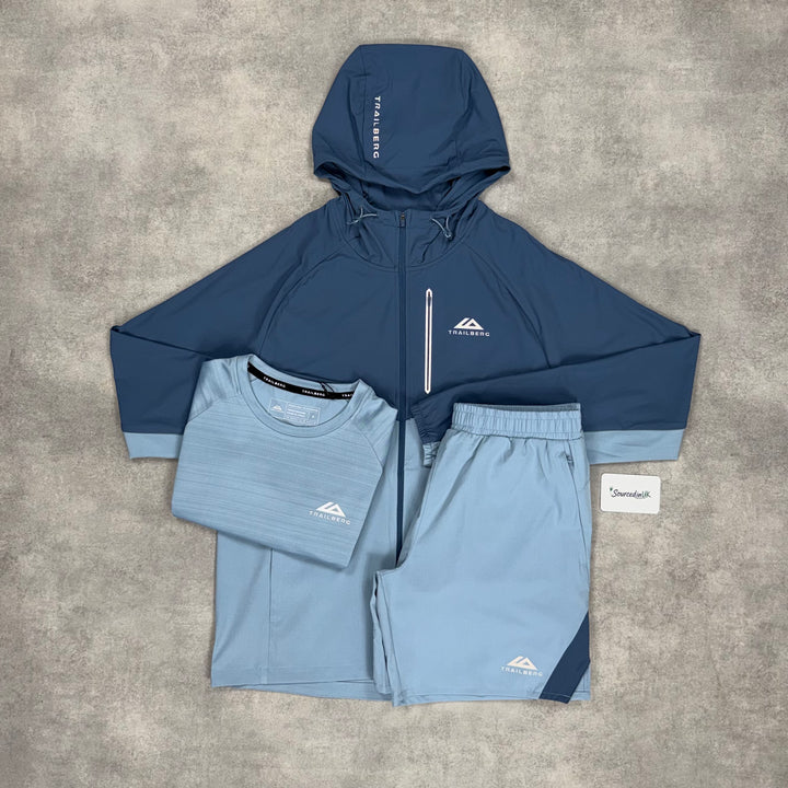 Trailberg Cloud Windrunner Jacket 3-Piece 7” Challenger Short Set Skylar Blue