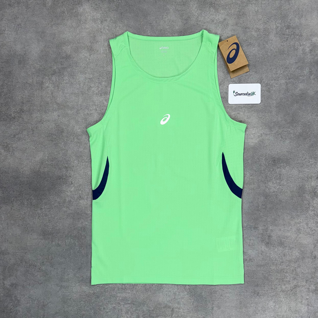 Asics Curve Vest Vapour Green & Twilight Blue 7” Back Pocket Shorts Set