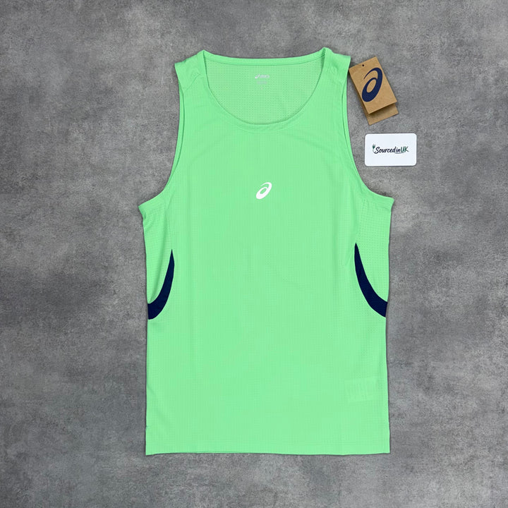 Asics Curve Vest Vapour Green & Twilight Blue 7” Back Pocket Shorts Set