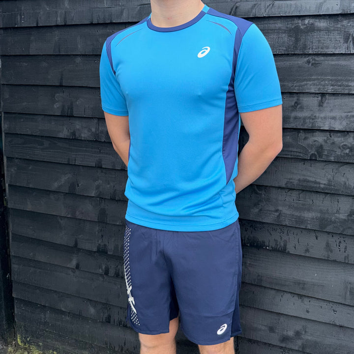 Asics Curve T-Shirt Dolphin Blue & Midnight Navy 7” Icon Shorts Set