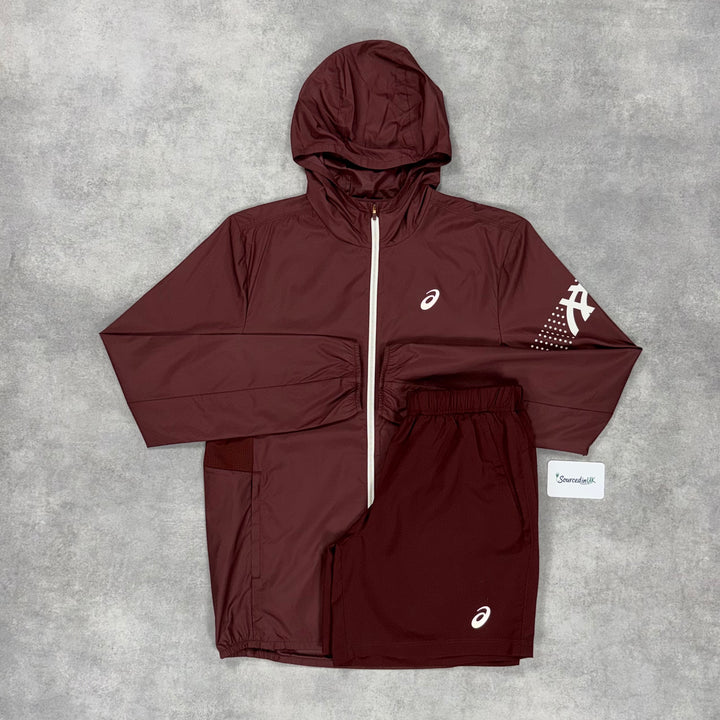 Asics Icon Jacket 3-Piece Core Short Set Burgundy