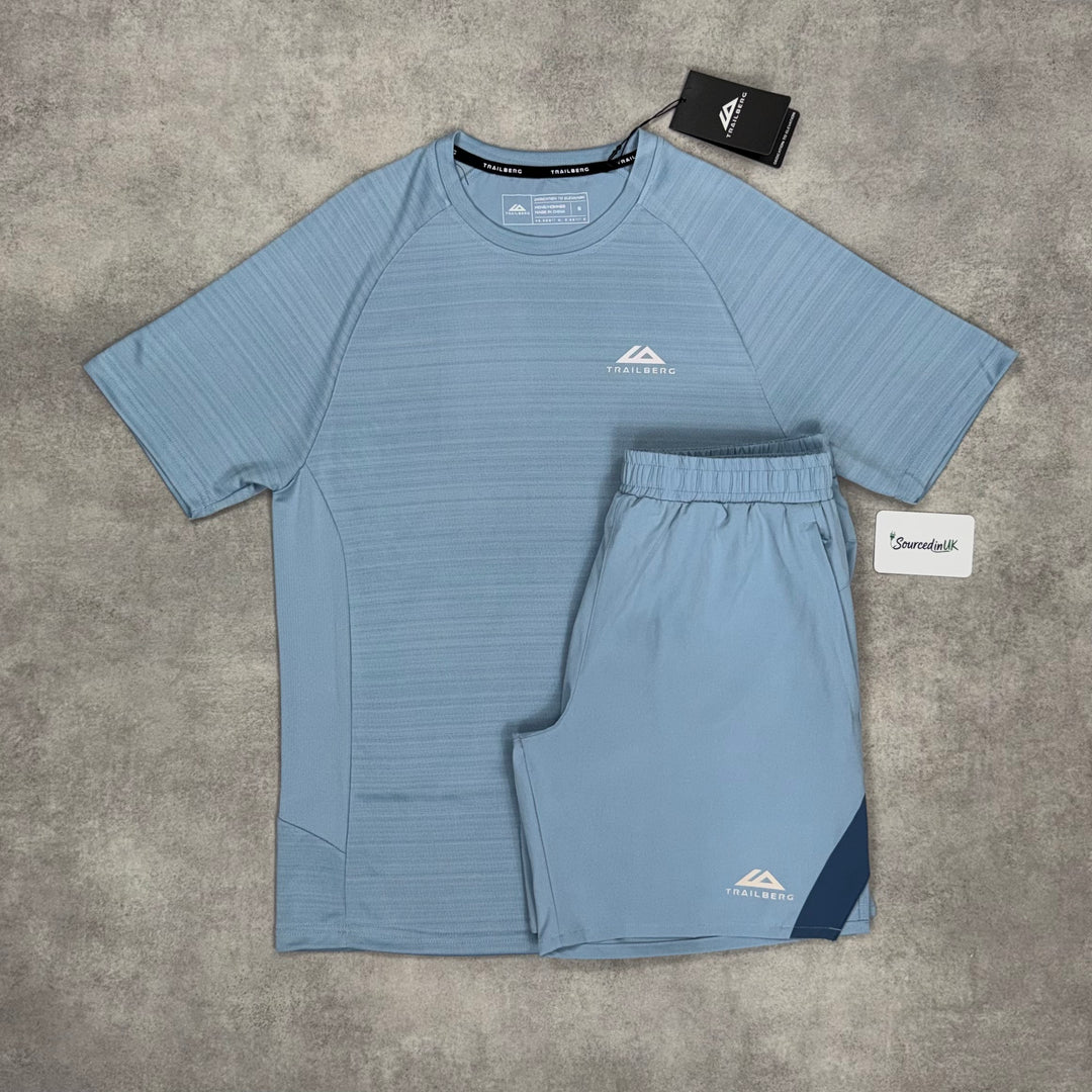 Trailberg Cloud T-Shirt Skylar Blue & Skylar Blue 7” Challenger Shorts Set