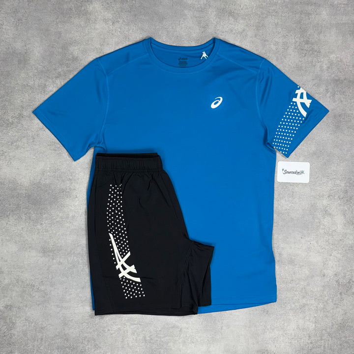 Asics Icon T-Shirt Deep Blue & Black Icon  7” Shorts Set