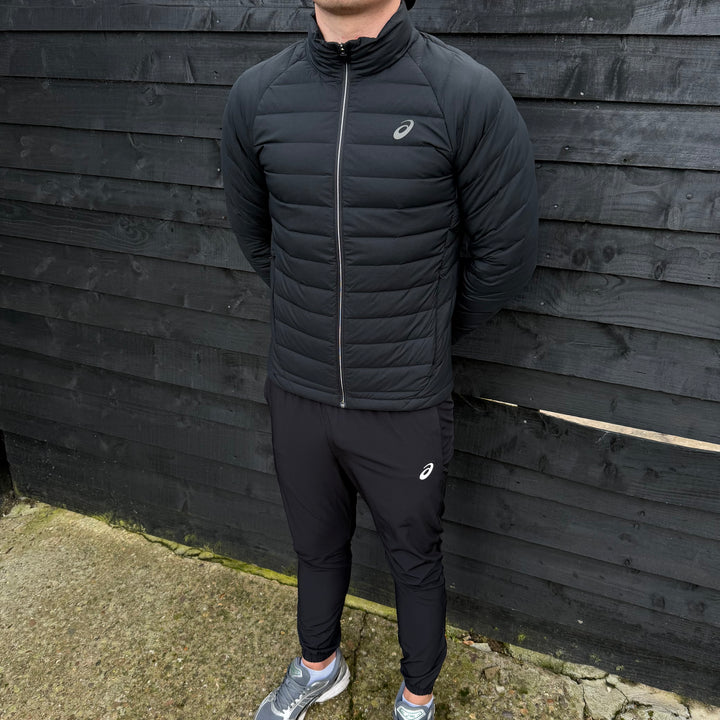 Asics Core Puffer Jacket Black & Black Core Bottoms Set