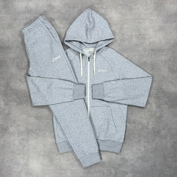 Asics Logo Fleece Zip Tracksuit Saucony Progrid Omni 9 Set Grey / Grey Silver