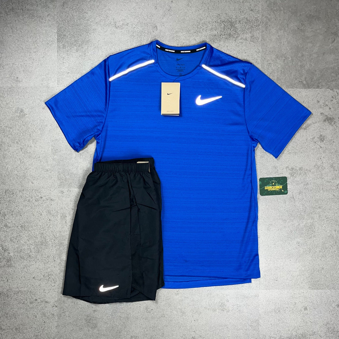 Nike Miler 1.0 T-Shirt Royal Blue & Nike Challenger Short Black/Grey Set