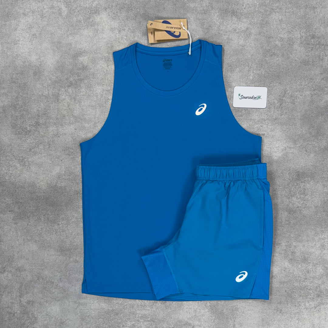 Asics Core Vest & Core Shorts Set Aegan Blue
