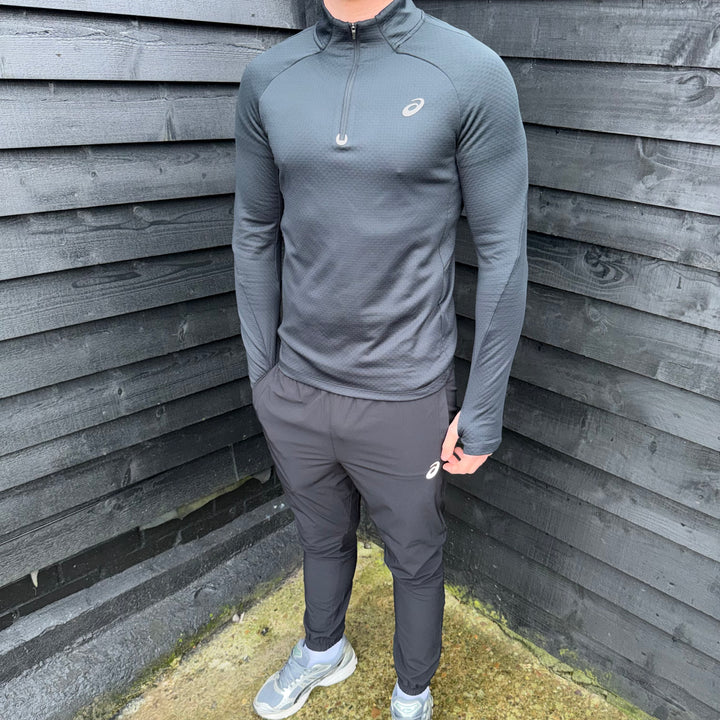 Asics Therma 1/4 Zip Ice Black & Asics Core Bottoms Black