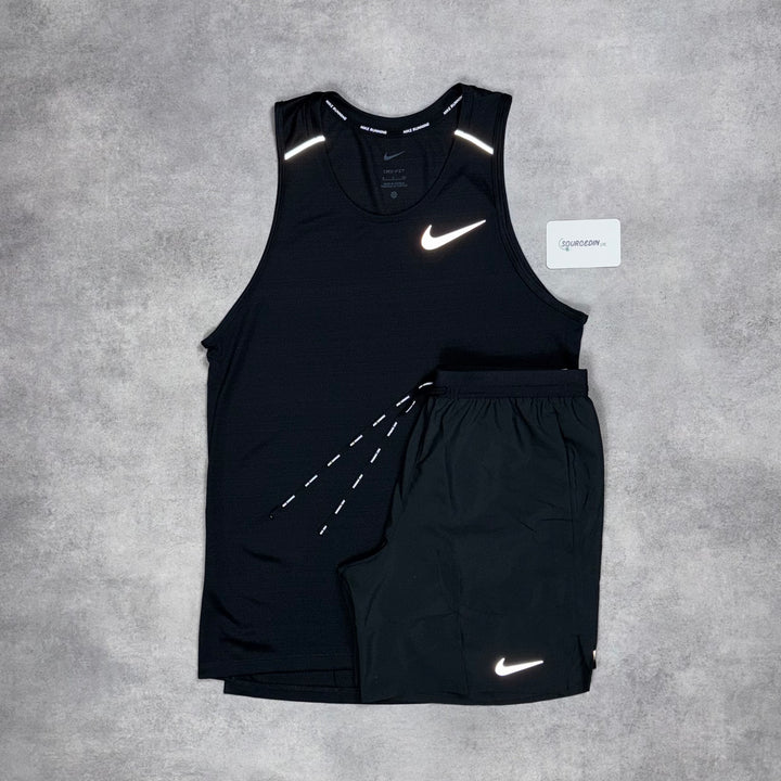 Nike Miler Vest Black & Grey/Black Flex Stride Short Set