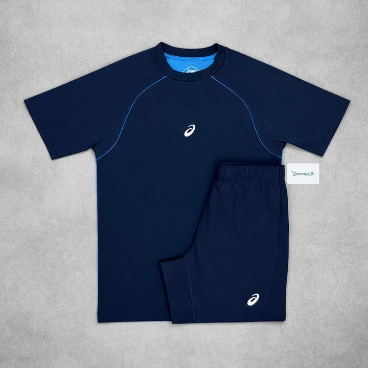 Asics Curve T-Shirt Midnight & Challenger Midnight 7” Shorts Set